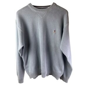 Tommy Hilfiger Light Blue Tight Knit Pull Over Sweater 100% Cotton XL Men's